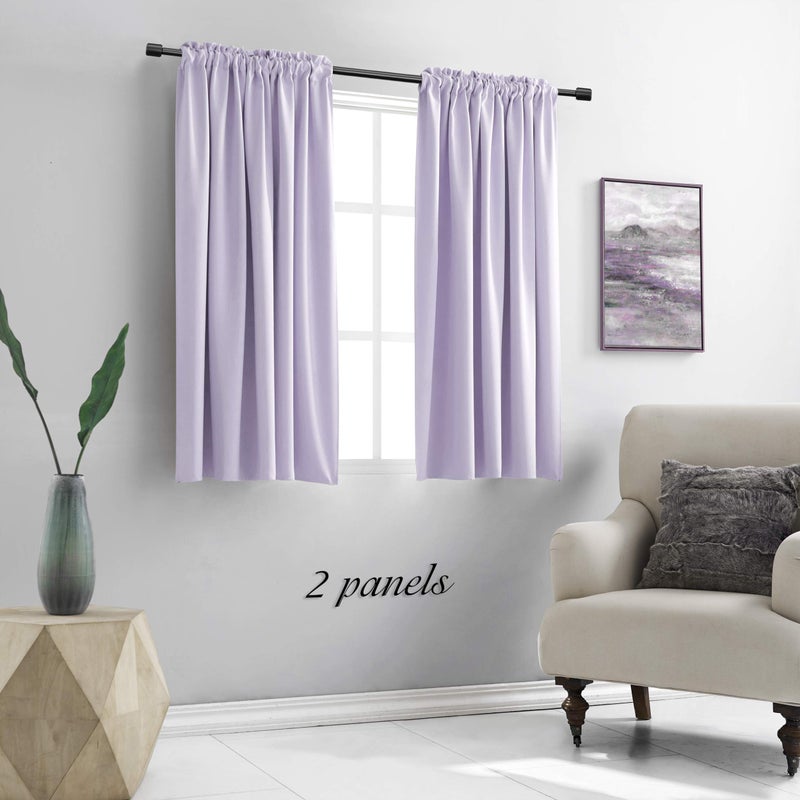 DONREN Lavender Purple Blackout Curtain Panels for Living Room - Thermal Insulated Room Darkening Rod Pocket Drapes for Window (42 x 45 Inch Length,2 Panels) - Image 2